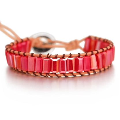 Lederen Chakra armband - Handgemaakt