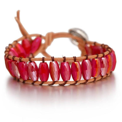 Lederen Chakra armband - Handgemaakt