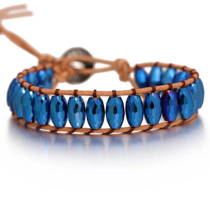 Lederen Chakra armband - Handgemaakt