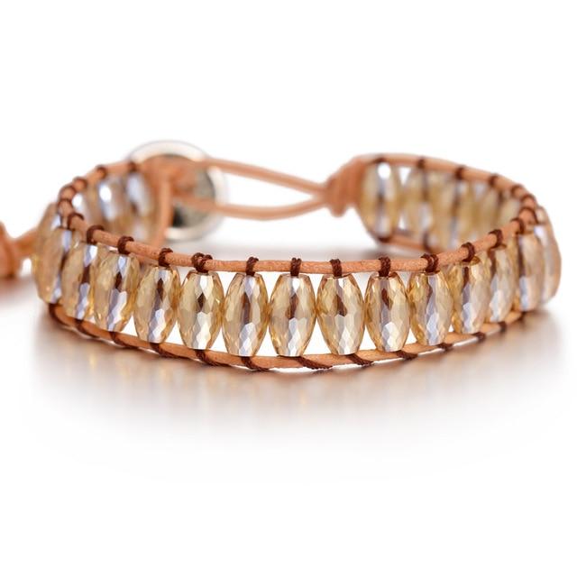 Lederen Chakra armband - Handgemaakt