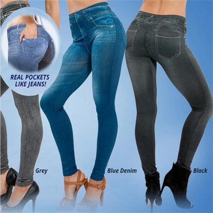 Comfortabele Dames Legging met Jeans Look