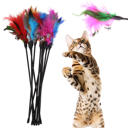 Kattenspeeltje met veren (5 stuks)