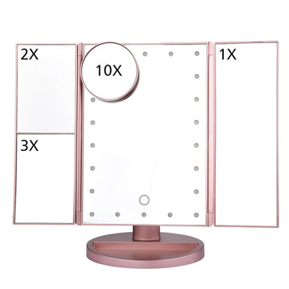 Make-up spiegel met LED verlichting en 1-, 2-, 3-, en 10-voudige vergroting!