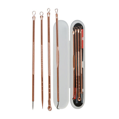 Professionele 4 Delige Mee-eters & Acne Verwijderen Set | Comedonenlepels in luxe opbergcase