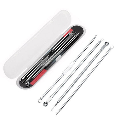 Professionele 4 Delige Mee-eters & Acne Verwijderen Set | Comedonenlepels in luxe opbergcase