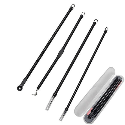 Professionele 4 Delige Mee-eters & Acne Verwijderen Set | Comedonenlepels in luxe opbergcase