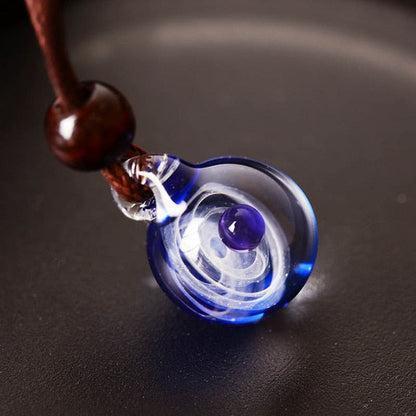 Schitterende Ketting met Handgeblazen Glashanger - Kettinghanger - Heelal - Sterren