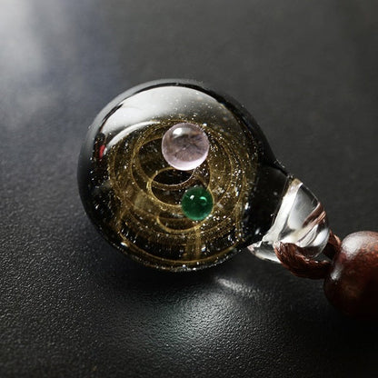 Schitterende Ketting met Handgeblazen Glashanger - Kettinghanger - Heelal - Sterren