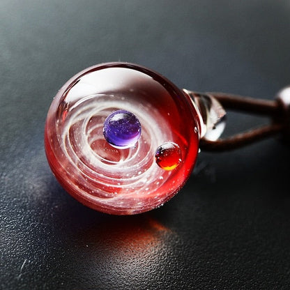 Schitterende Ketting met Handgeblazen Glashanger - Kettinghanger - Heelal - Sterren