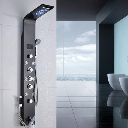 Douchepaneel Wellnessdouche VoordeelPaleis - Noir met hand- en voetendouche LCD Premium mat zwart
