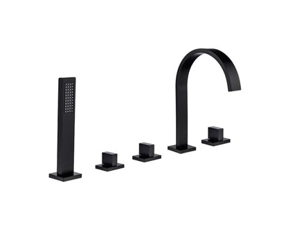 VoordeelPaleis® Badkraan San Marino bad inbouw - opbouw mengkraan model met handdouche mat zwart