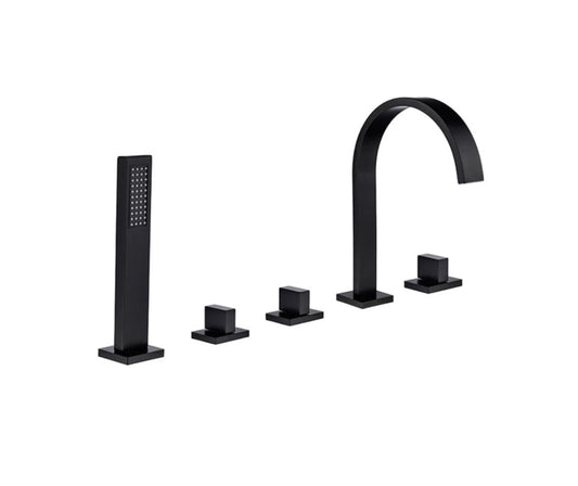 VoordeelPaleis® Badkraan San Marino bad inbouw - opbouw mengkraan model met handdouche mat zwart