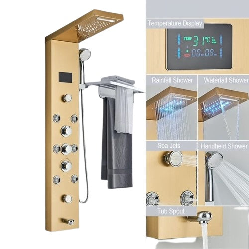 VoordeelPaleis® Douchepaneel Opbouwdouche Santos LCD Premium goud