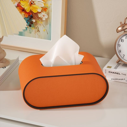 TissuLuxe Ovaal – Leren Tissuedooshoes voor Woonkamer, Auto & Kantoor