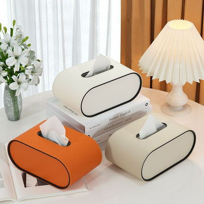 TissuLuxe Ovaal – Leren Tissuedooshoes voor Woonkamer, Auto & Kantoor