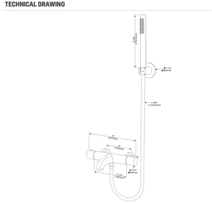 SaniSupreme Aloni doucheset badset opbouw thermostatische badmengkraan 2 weg met ronde handdouche en wandbeugel Geborsteld Koper