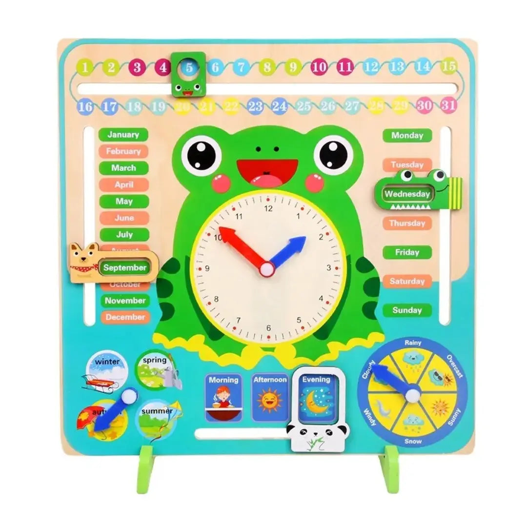 Peuter Kalenderklok – Educatief Speelgoed voor Tijd, Datum en Seizoenen – Houten Interactief Leerspel