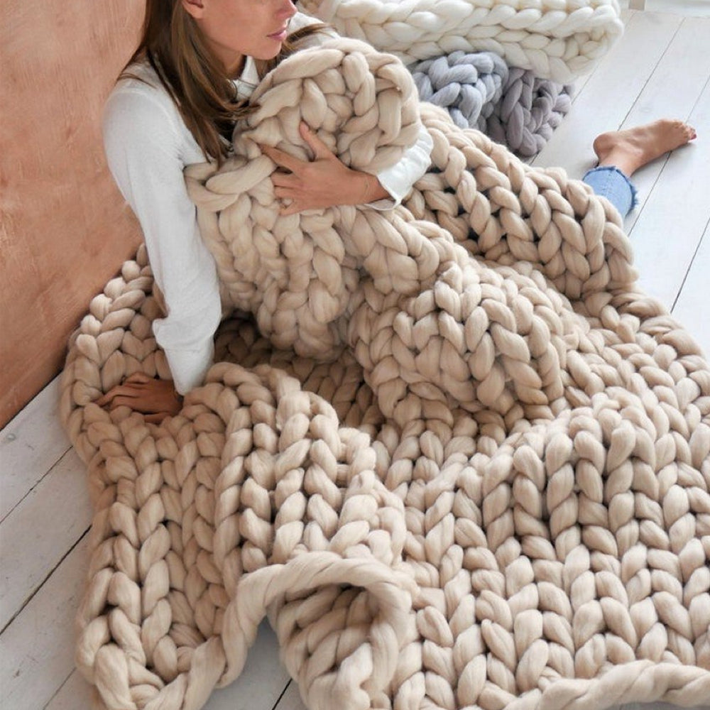 Knitselset voor Beginners - Maak je Eigen Dikke Deken met Extra Dikke Wol