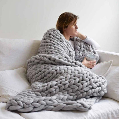 Knitselset voor Beginners - Maak je Eigen Dikke Deken met Extra Dikke Wol