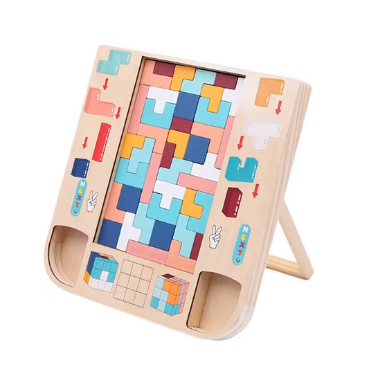 Houten Tetris Spel – Educatief Speelgoed voor Peuters – Stimuleert Creativiteit en Probleemoplossend Vermogen