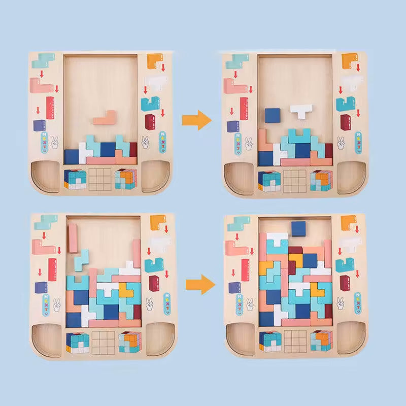 Houten Tetris Spel – Educatief Speelgoed voor Peuters – Stimuleert Creativiteit en Probleemoplossend Vermogen