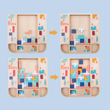 Houten Tetris Spel – Educatief Speelgoed voor Peuters – Stimuleert Creativiteit en Probleemoplossend Vermogen