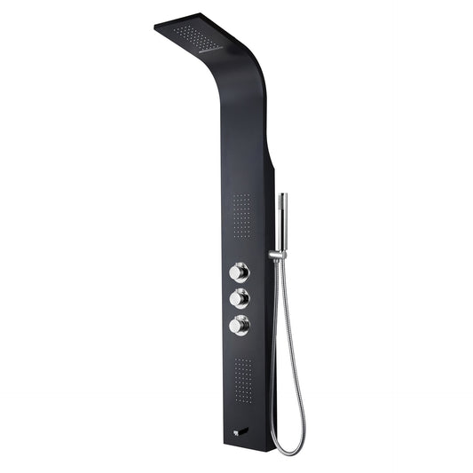 VoordeelPaleis luxe massage douchepaneel -  Marson 160x20x7 cm Zwart